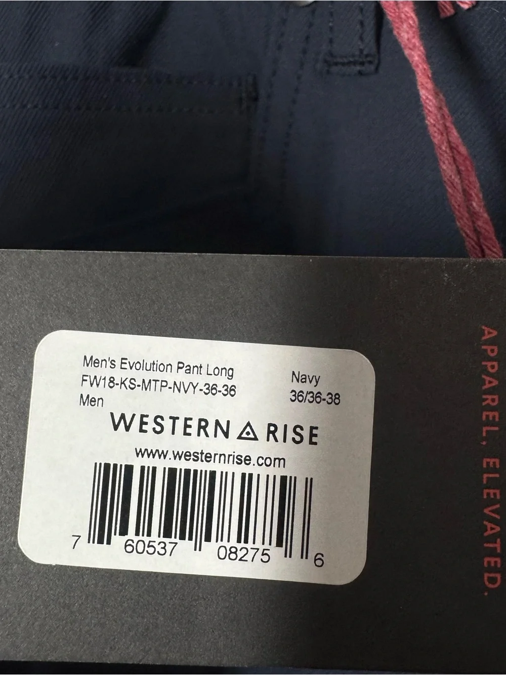 Western Rise Evolution Pant Slim Fit Blue Performance Travel 36x36/38 Long NWT